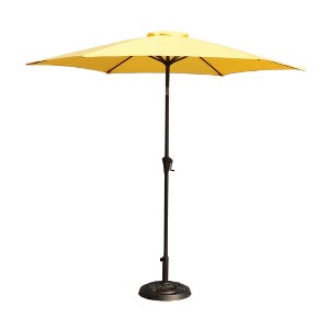 XINGHANZHENXUAN Outdoor Patio Umbrella, Patio Umbrella with 33 pounds Round Resin Umbrella Base, Push Button Tilt and Crank lift - 1 of 4