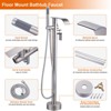 WOWOW Single-Handle Freestanding Tub Faucet with Handshower and Waterfall Spout in Brushed Nickel - 3 of 4