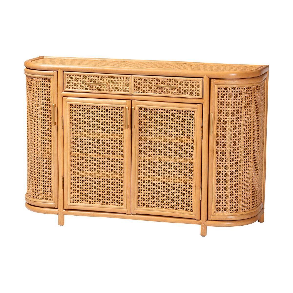 bali & pari Mckenna Natural Rattan Sideboard Light Honey/Gold - thumbnail 6