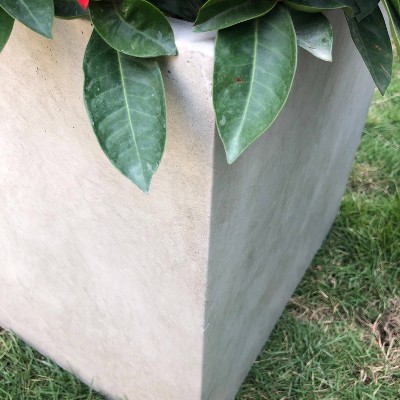 Modern Lightweight Concrete 12" Square Planter for Indoor & Outdoor
