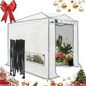 EAGLE PEAK 8x6 ft Instant Pop-up Greenhouse,Walk in Green House with Roll-Up Zipper Doors and Side Windows, Green/Clear - 1 of 4