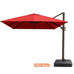 Pellebant 10'x 12.5' Patio cantilever Umbrella Heavy Duty Base Set High-strength Aluminum Pole with 360Rotation 5 Heights Adjustable - 1 of 4