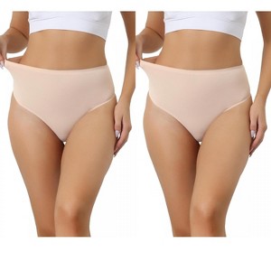 Allegra K Women's High Waist Tummy Control Stretch T-back Breathable Comfortable Thongs 2 Packs - 1 of 4