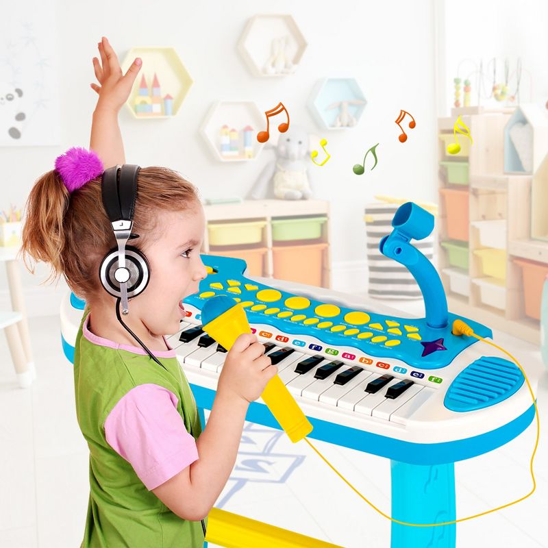 Costway 31 Key Kids Piano Keyboard Toy Toddler Musical Instrument w/ Microphone Pink\Blue, 3 of 13