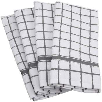 4pk Nautical Windowpane Kitchen Towels Gray - Design Imports