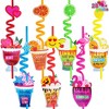 Joyfy 28 Pack Valentines Day Gift Cards with Colorful Loop Reusable Drinking Straws for Valentine Party Favors, Kids Classroom Exchange - 3 of 4