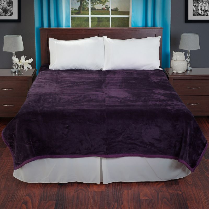 Lavish Home Solid Soft Heavy Thick Plush Mink Blanket 8 pound - Purple, 1 of 5