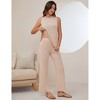 Lounge Sets for Women 2 Piece Pajamas Sets Crew Neck Ribbed Kint Side Slit Tank Tops With Pant - 2 of 4