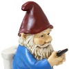 Funny Lawn Decoration 9.5 Inch Tall Sunnydaze Cody The Garden Gnome on The Throne Reading Phone