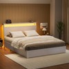 WOWLIVE Queen/Full/King Size Bed Frame with 4 Drawers, Modern bed with LED Light and Charging Station, Storage Headboard, HB00 - 2 of 4