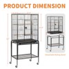 phiestina 53" Large Flight Bird Cage, Rolling Stand & Storage Shelf for Parrots, Lovebirds, Cockatiels, Parakeets, Black - 2 of 4