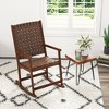 Tangkula Rocking Chair with PU Seat & Rubber Wood Frame Safe & Smooth Rocking Motion - 2 of 4