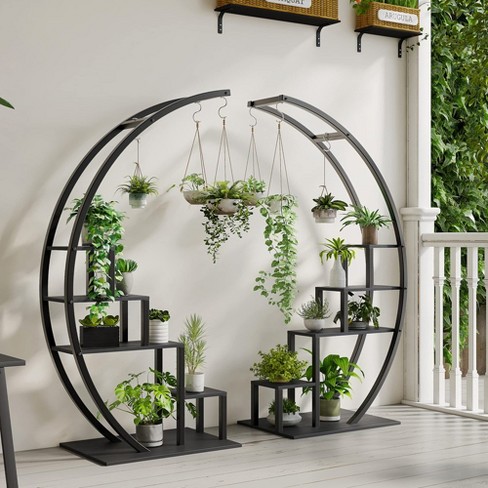 5 Tier Flower Plant Stand Indoor, 2 Pack Half Moon Plant Shelf Tall ...