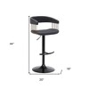 HomeRoots Black Faux Leather And Metal Swivel Adjustable Height Bar Chair - 3 of 4