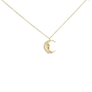 Haus of Brilliance 14K Yellow Gold 1/10 Cttw Diamond Crescent Man on the Moon Pendant Necklace - 1 of 4