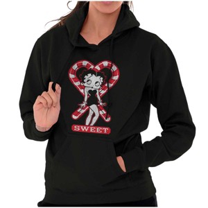 Betty Boop Christmas Sweet Candy Cane Hoodie Sweatshirt Women Brisco Brands - 1 of 4