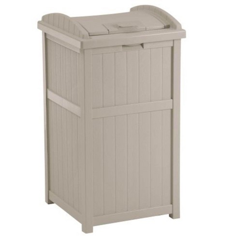 Suncast 30-33 Gallon Deck Patio Resin Garbage Trash Can Hideaway, Taupe (2  Pack) : Target