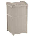 Suncast 30-33 Gallon Deck Patio Resin Garbage Trash Can Hideaway, Taupe (2 Pack)