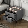 Modern Nightstand, Bedside Tables Grey End Table Side Table with 2 Drawers Storage Space, for Bedroom Living Room - 2 of 4
