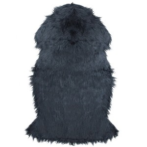 Northlight 2’ x 3’ Furry Chic Stone Blue Faux Fur Plush Pile Area Throw Rug - 1 of 2