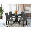 HomeStock 5-Piece Round Black Finish Solid Wood Top Dining Table with 4 Parson Chair - 2 of 4