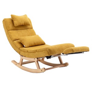 Yellow Wood Rocking Chair - 22.83x51.37x32.67in Classic Rocker for Living Room, Porch & Nursery | Premium Comfort - 1 of 4
