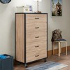 5-Drawer Weathered Light Oak Chest dressers with Metal Glide and Industrial Caster Wheels - 3 of 4