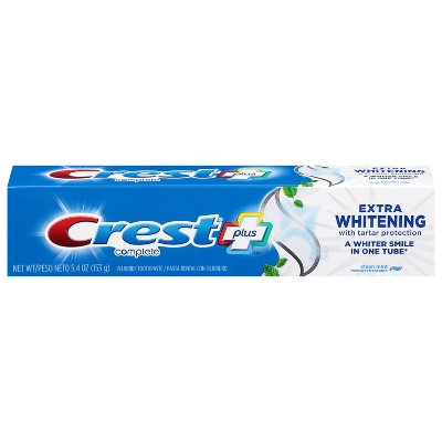 Crest Complete Plus Extra Whitening Fluoride Clean Mint Toothpaste 5.4 oz