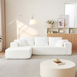 GDFStudio Alaric 103.54" Modern 3-Seater L-Shaped Chenille Upholstered Sectional Sofa with 5 Pillows - 1 of 4