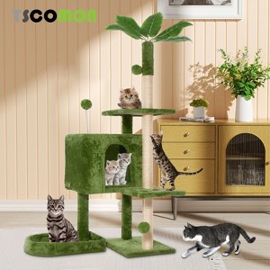 Modern Multicoloured Rotatable Deformation Soft Plush Cat Tree Pet Tower with Scratching Post and Hanging Ball - 1 of 4
