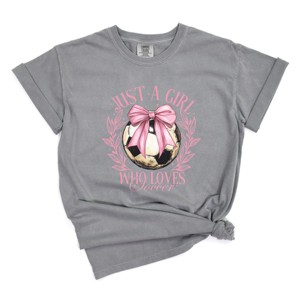 Simply Sage Market Just A Girl Who Loves Soccer Coquette Garment Dyed Tee - 1 of 4
