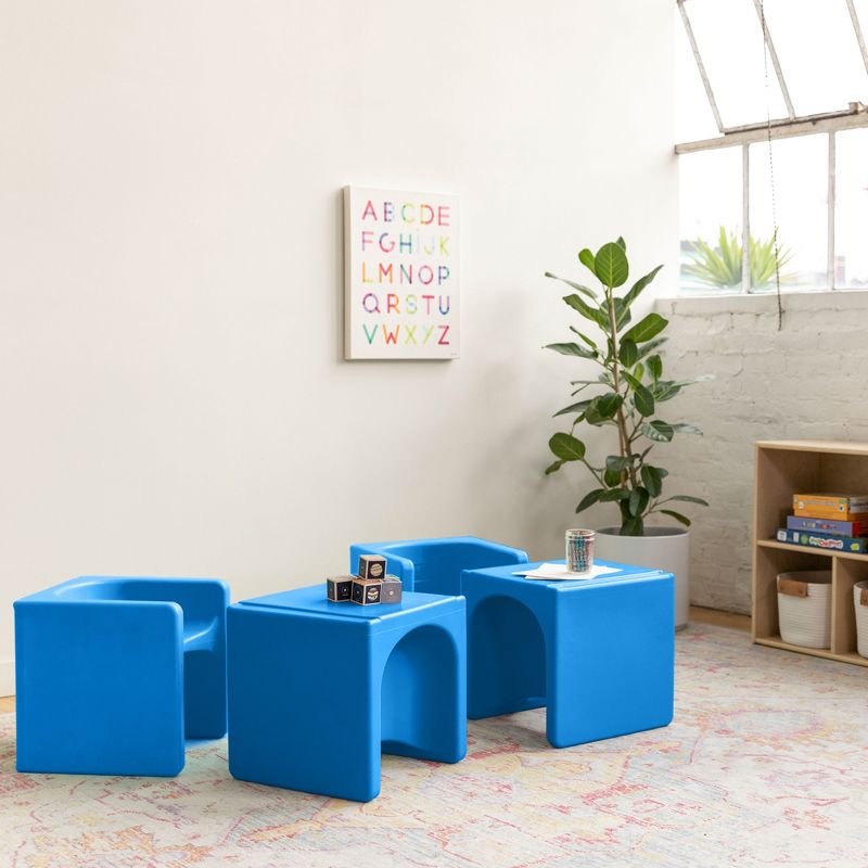ECR4Kids Tri-Me 3-in-1 Cube Chair, Kids Furniture, Blue, 4-Piece, 4 of 13