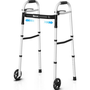 Narrow Folding Walkers for Seniors,Aluminum Lightweight Walkers with Wheels, Adjustable Width and Height Front Wheel Walker for Elderly and Disabled - 1 of 4