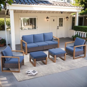 Buenhomino 5PC Outdoor Patio Conversation Set with Ottoman - 1 of 4