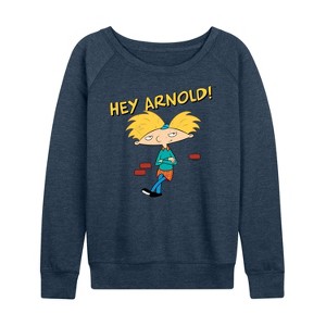 Women's - Hey Arnold! - Cool Arnold Lightweight French Terry Wide Neck Long Sleeve Shirt - 1 of 4