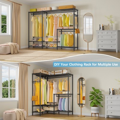 Black Metal Adjustable Large Wardrobe Closet with Shelves