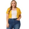 Agnes Orinda Women's Plus Size Short Sleeve Open Front Crochet Lace Allover Cropped Cardigan - 3 of 4
