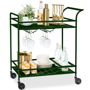 Best Choice Products 2-Tier Rolling Bar Cart Indoor/Outdoor w/ Storage Shelves, Wine Rack, Lockable Wheels - 1 of 4