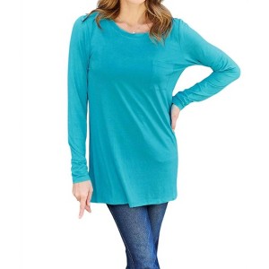 Women's Luxe Long Sleeve Top With Pockets - Basic Bae - 1 of 4
