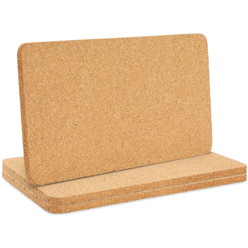 Juvale 3 Pack Rectangle Cork Trivets for Hot Dishes - Cork Placemats, Pads for Kitchen Counter, Pots, Table (12.5x6.6 In), 1 of 10