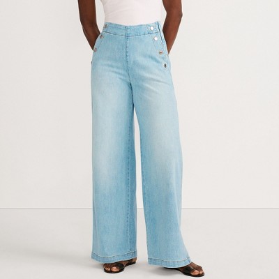 Lands' End Women's Soft Denim High Rise Mariner Panel Extra Wide Leg Pants