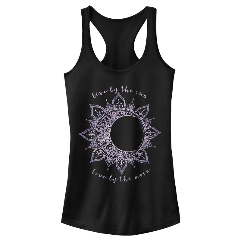Juniors Womens Lost Gods Live by the Sun Love by the Moon Racerback Tank Top, 1 of 6