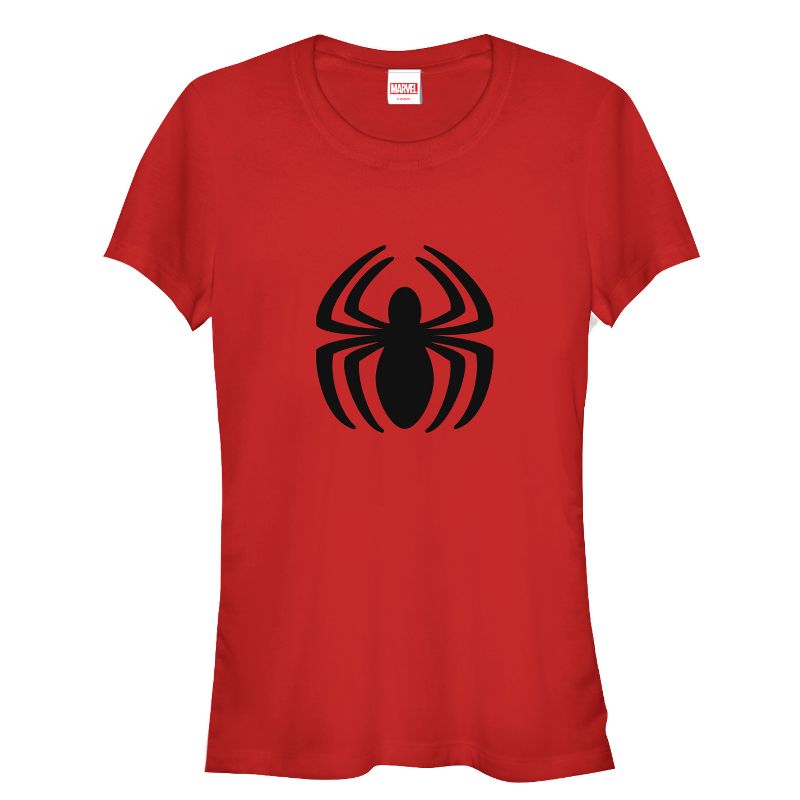 Juniors Womens Marvel Spider-Man Eight-legged Logo T-Shirt, 1 of 4