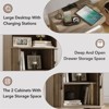 End Table Set of 2, Side Table with Charging Stations and RGB Lights, Grey - 4 of 4