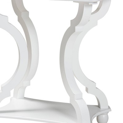 Cianna White Wood Rectangular End Table with Open Shelf