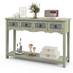 Costway Farmhouse Console Table 48'' Entryway Table with 2 Drawers & Open Storage Shelf - 1 of 4