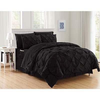 Elegant Comfort Luxury Softest, Coziest 8-PIECE Bed-in-a-Bag Pintuck Design Comforter Set - Silky Soft Complete Set Includes Bed Sheet Set with Double Sided Storage Pockets.