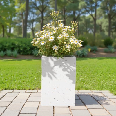 VisioGear 20"H Handmade Rectangle Planter Box, Modern Planter for Patio, Garden, White, 13.1"*13.1"*20"