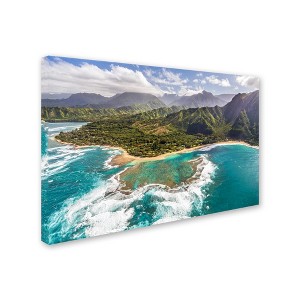 Trademark Fine Art -Pierre Leclerc 'Kauai's Tunnels Beach' Canvas Art - 1 of 3