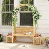 Tangkula Garden Arch with Planters Wooden Pergola Archway with 2-Person Bench - 3 of 4